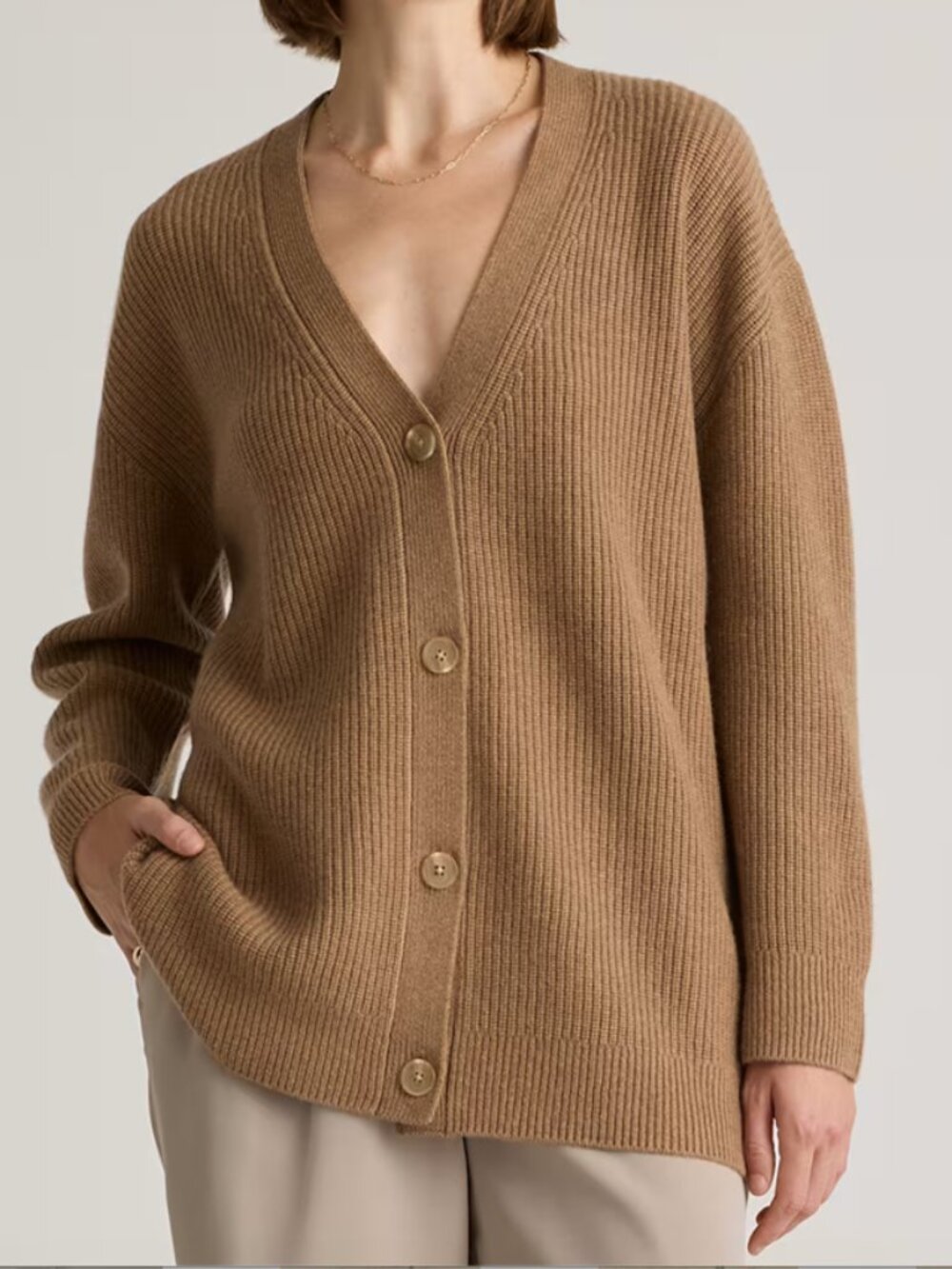 Mongolian Cashmere Oversized Boyfriend Cardigan Sweater